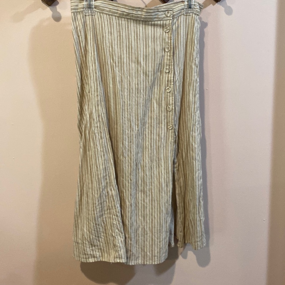 Beige and White Striped Skirt